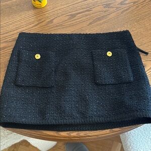 Miu Miu Black Tweed Skirt with Gold Accents